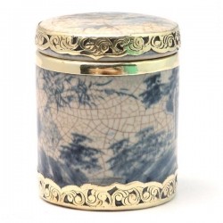 Bình đựng trà men rạn giả cổ dáng trụ bọc đồng LC05 Bình đựng trà men rạn giả cổ dáng trụ bọc đồng LC05