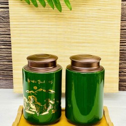 Bình đựng trà (hộp đựng chè) vẽ vàng nhiều màu sắc LC08 Bình đựng trà (hộp đựng chè) vẽ vàng nhiều màu sắc LC08