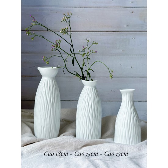 Bộ 3 chai cổ thắt men trắng LH13C