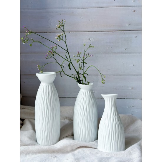 Bộ 3 chai cổ thắt men trắng LH13C