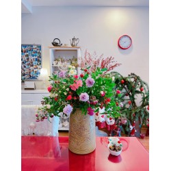 Bình cắm hoa khắc sen dáng chuông nhỏ LH15F Bình cắm hoa khắc sen dáng chuông nhỏ LH15F