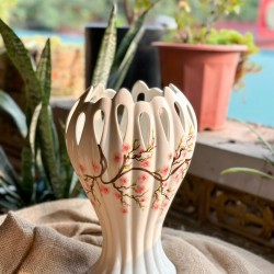 Lọ hoa dáng bàn tay Phật vẽ hoa đào LH033HĐ