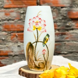 Lọ hoa dáng bom sen đỏ LH035B