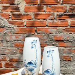Lọ hoa dáng bom sen xanh LH035C