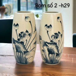 Lọ hoa dáng bom men rạn hoa sen LH035D Lọ hoa dáng bom men rạn hoa sen LH035D