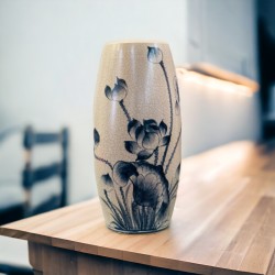 Lọ hoa dáng bom men rạn hoa sen LH035D Lọ hoa dáng bom men rạn hoa sen LH035D