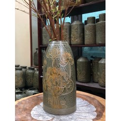 Bình hoa khắc sen dáng chuông LH15G Bình hoa khắc sen dáng chuông LH15G