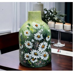 Bình cắm hoa Bát Tràng vẽ tay hoa cúc trắng LH18C