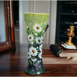 Bình cắm hoa Bát Tràng vẽ tay hoa cúc trắng LH18D