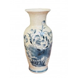 Đôi lọ hoa thờ men rạn Hoa Sen LHT02