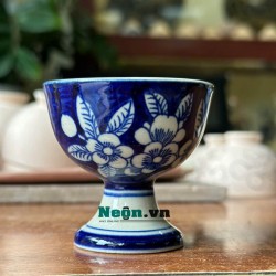 Ly sứ uống rượu men lam vẽ hoa đào LS03B Ly sứ uống rượu men lam vẽ hoa đào LS03B