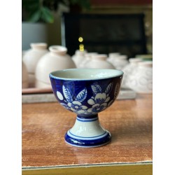 Ly sứ uống rượu men lam vẽ hoa đào LS03B