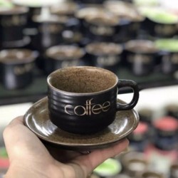 Bộ ly tách cafe capuchino men gốm vàng LT01A Bộ ly tách cafe capuchino men gốm vàng LT01A