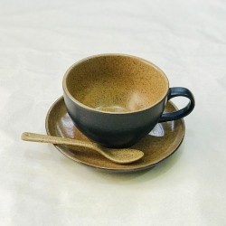 Bộ ly tách cafe capuchino men gốm vàng LT01B