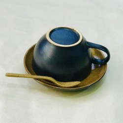 Bộ ly tách cafe capuchino men gốm vàng LT01B