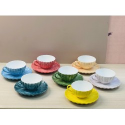 Bộ ly tách cafe dáng múi các màu vân đá LT03B