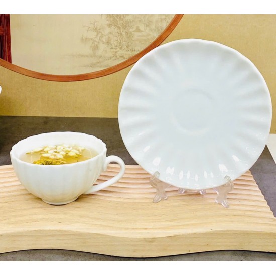 Bộ ly tách cafe capuccino dáng múi màu trắng LT03C