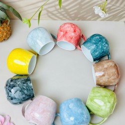 Ly tách cafe trứng các màu vân đá LT03E
