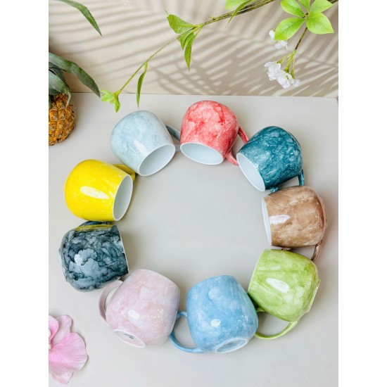 Ly tách cafe trứng các màu vân đá LT03E