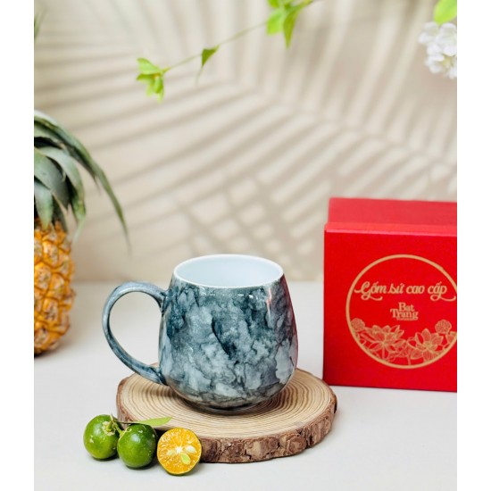 Ly tách cafe trứng các màu vân đá LT03E