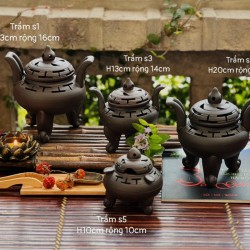 Lư xông trầm tử sa đen Bát Tràng LX02A