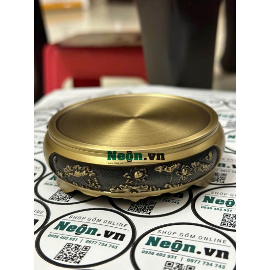 Lư đồng đốt trầm khắc hoa sen LX03