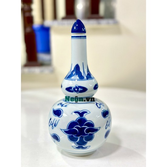 Nậm rượu vẽ phượng men lam 650ml NR05C