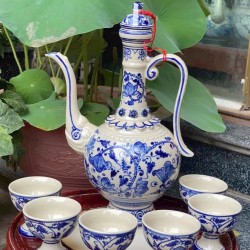 Bộ bình rót rượu Bát Tràng vẽ hoa sen NR11A Bộ bình rót rượu Bát Tràng vẽ hoa sen NR11A