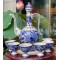 Bộ bình rót rượu Bát Tràng vẽ hoa phù dung NR11