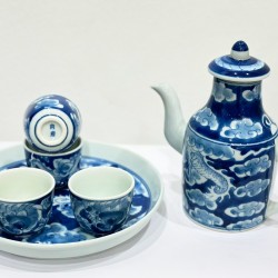 Bộ bình rót rượu Bát Tràng vẽ long ẩn NR12