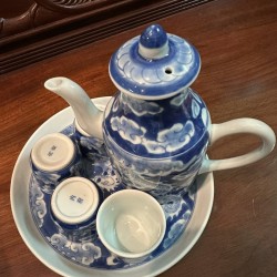 Bộ bình rót rượu Bát Tràng vẽ long ẩn NR12