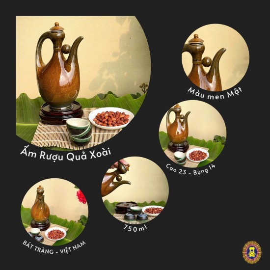 Nậm rượu quả xoài màu men mật NR13