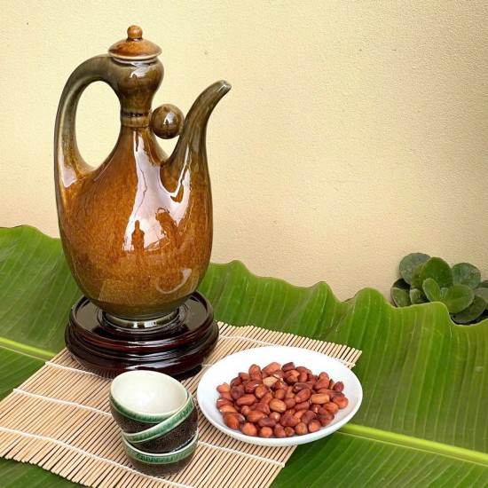 Nậm rượu quả xoài màu men mật NR13