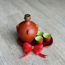 Bộ nậm rượu tai mèo Bát Tràng tử sa NR15