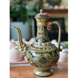 Bình rót rượu Bát Tràng men cổ vẽ hoa hướng dương NR17D