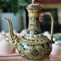 Bình rót rượu Bát Tràng men cổ vẽ hoa hướng dương NR17D