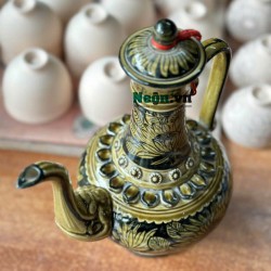 Bình rót rượu Bát Tràng men cổ vẽ hoa hướng dương NR17D