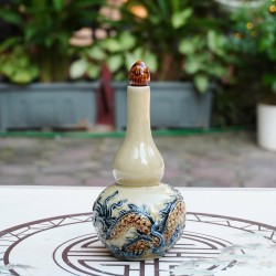 Nậm rượu men hoàng thổ đắp nổi rồng NR18