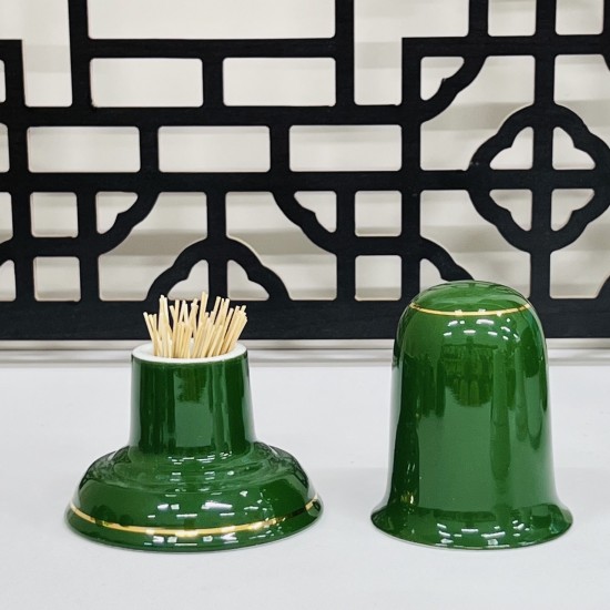 Ống tăm men vân đá vẽ chỉ vàng - Phụ kiện ấm chén
