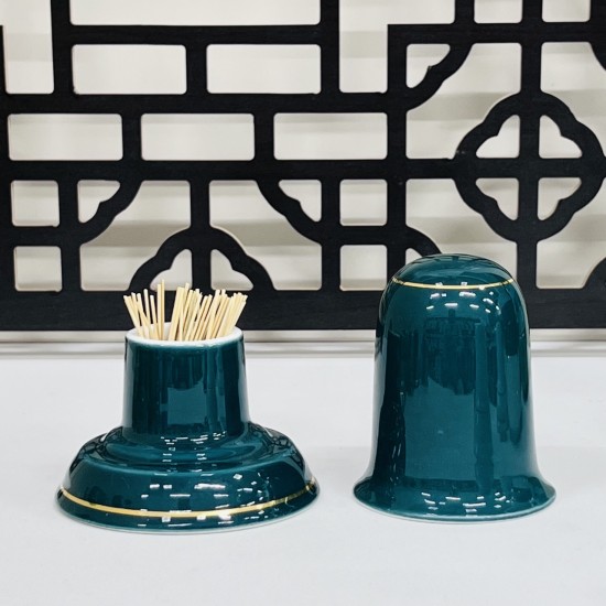 Ống tăm men vân đá vẽ chỉ vàng - Phụ kiện ấm chén