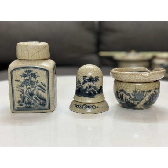 Bộ phụ kiện ấm trà men rạn không bọc đồng PK02