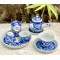 Ấm trà tay ngang men lam vẽ long ẩn Bát Tràng AC06B
