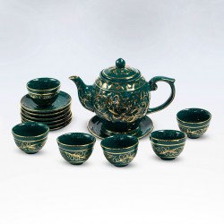 Bộ ấm trà cao cấp Bát Tràng vẽ vàng AC27G Bộ ấm trà cao cấp Bát Tràng vẽ vàng AC27G