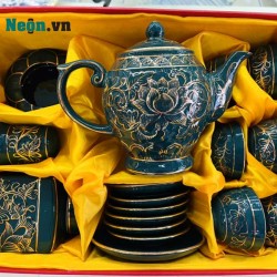 Bộ ấm trà cao cấp Bát Tràng vẽ vàng AC27G Bộ ấm trà cao cấp Bát Tràng vẽ vàng AC27G