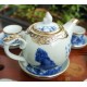 Bộ ấm chén bọc đồng Bát Tràng Trúc Lâm Thất Hiền men lam AC33C