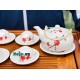 Bộ ấm chén Bát Tràng hoa đào men tiêu AC37