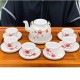 Bộ ấm chén Bát Tràng hoa đào men tiêu nắp lõm AC37A