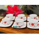 Bộ ấm chén Bát Tràng hoa đào men tiêu ấm vuông AC37B