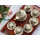 Bộ ấm chén Bát Tràng cao cấp vẽ vàng họa tiết Tùng chùa AC38B