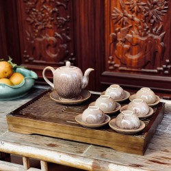 Bộ ấm chén nâu sáng men hỏa biến Bát Tràng AC81 Bộ ấm chén nâu sáng men hỏa biến Bát Tràng AC81